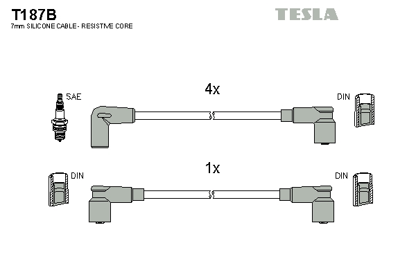 Tesla Zündleitungssatz t187b