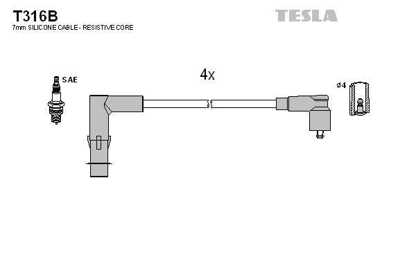 Tesla Zündleitungssatz t316b für RENAULT