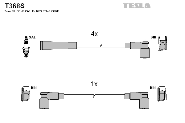 Tesla Zündleitungssatz t368s für Skoda