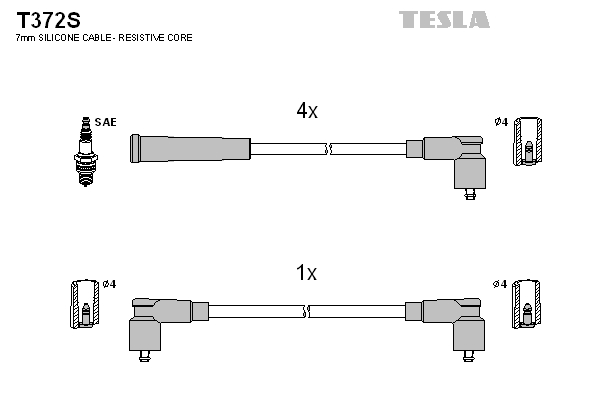 Tesla Zündleitungssatz t372s für Skoda