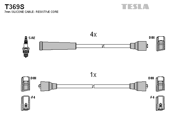 Tesla Zündleitungssatz t369s für Skoda