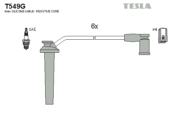 Tesla Zündleitungssatz t549g für Ford