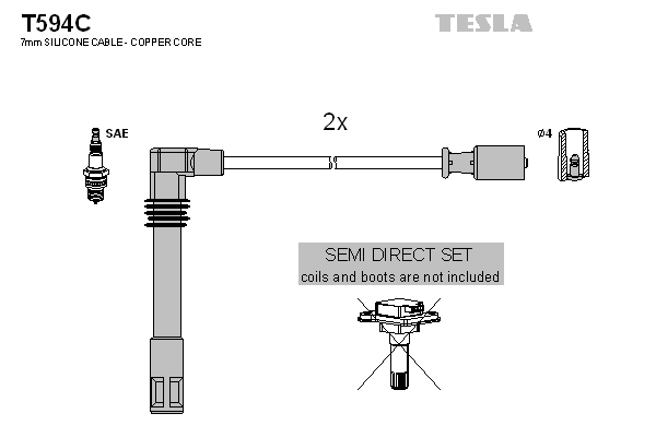 Tesla Zündleitungssatz t594c für VW