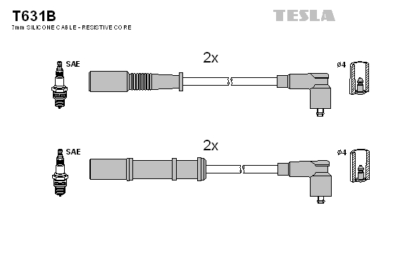Tesla Zündleitungssatz t631b für Ford Fiat