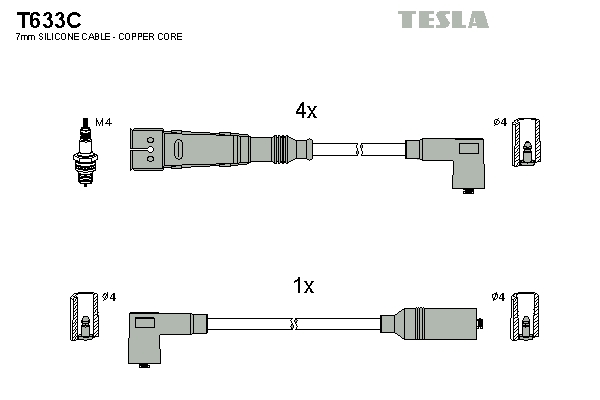 Tesla Zündleitungssatz t633c für VW