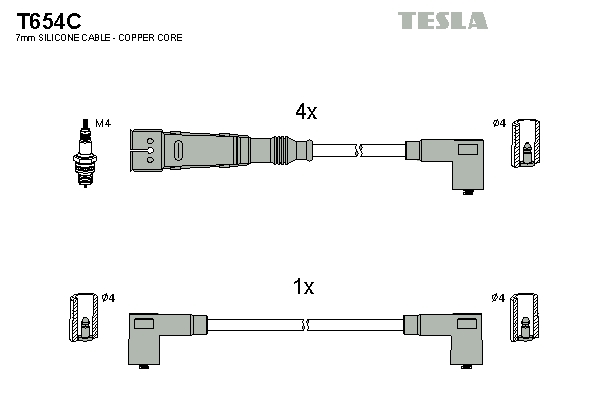 Tesla Zündleitungssatz t654c für VW