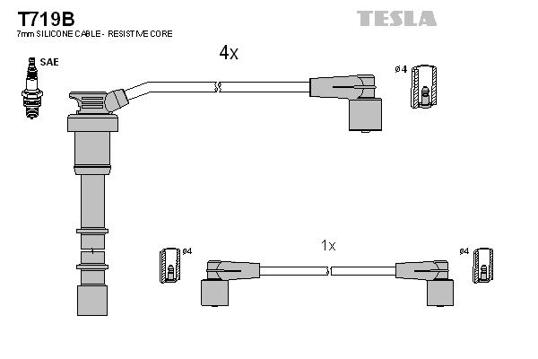 Tesla Zündleitungssatz t719b für BMW