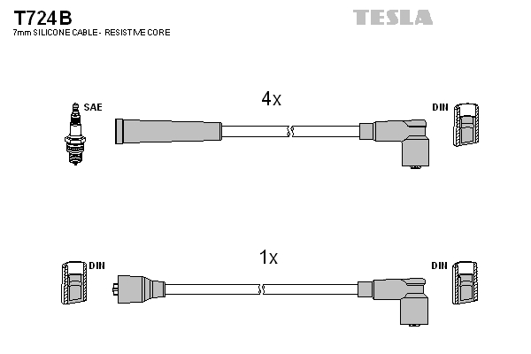 Tesla Zündleitungssatz t724b