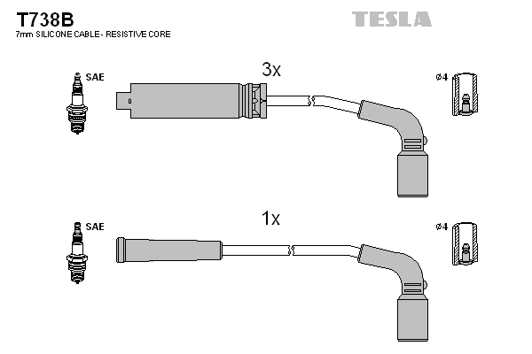 Tesla Zündleitungssatz t738b für DAEWOO CHEVROLET