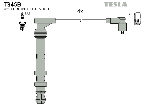 Tesla Zündleitungssatz t845b für Fiat