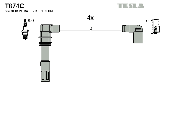 Tesla Zündleitungssatz t874c für VW