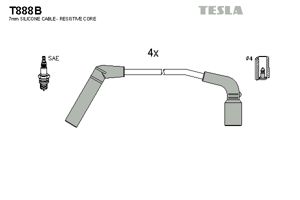 Tesla Zündleitungssatz t888b für DAEWOO