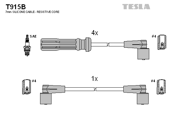 Tesla Zündleitungssatz t915b für Volvo
