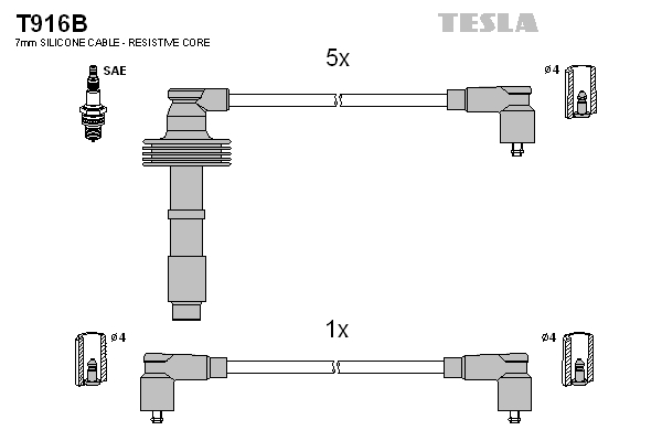 Tesla Zündleitungssatz t916b für Volvo