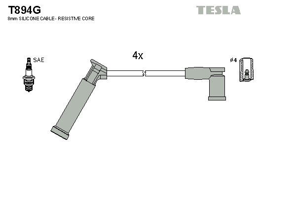 Tesla Zündleitungssatz t894g für Ford