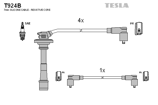 Tesla Zündleitungssatz t924b für TOYOTA