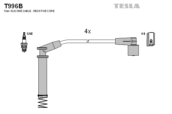 Tesla Zündleitungssatz t996b für Opel