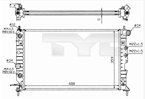 Wasserkühler Kühlrippen mechanisch gefügt 725-0004-R TYC für OPEL VECTRA B CC - Bild 7
