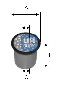Ufi Kraftstofffilter 2438800 Filtereinsatz 87Mm Für Renault