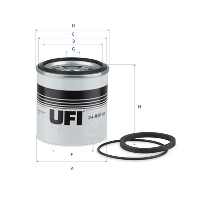 Ufi Kraftstofffilter 24A9100 Anschraubfilter 104Mm Für Chrysler