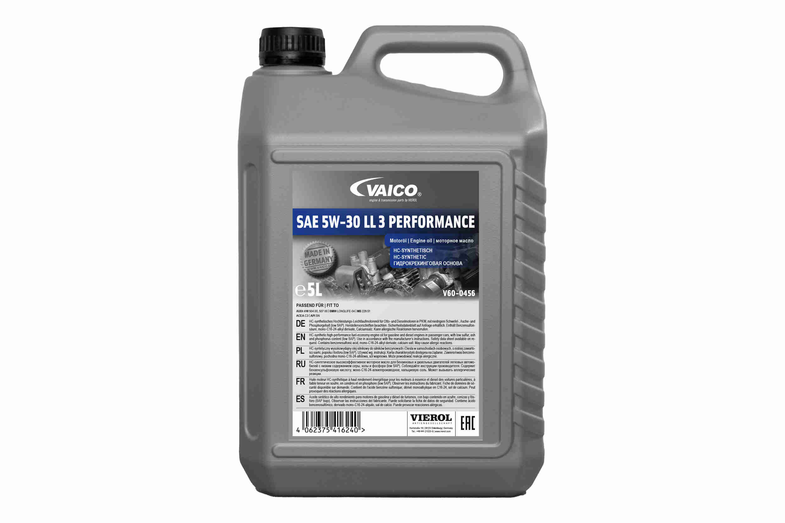 VAICO Motoröl SAE 5W-30 LL 3 Performance [5 L] v600456 5l für Mercedes VAG BMW VW Porsche MINI