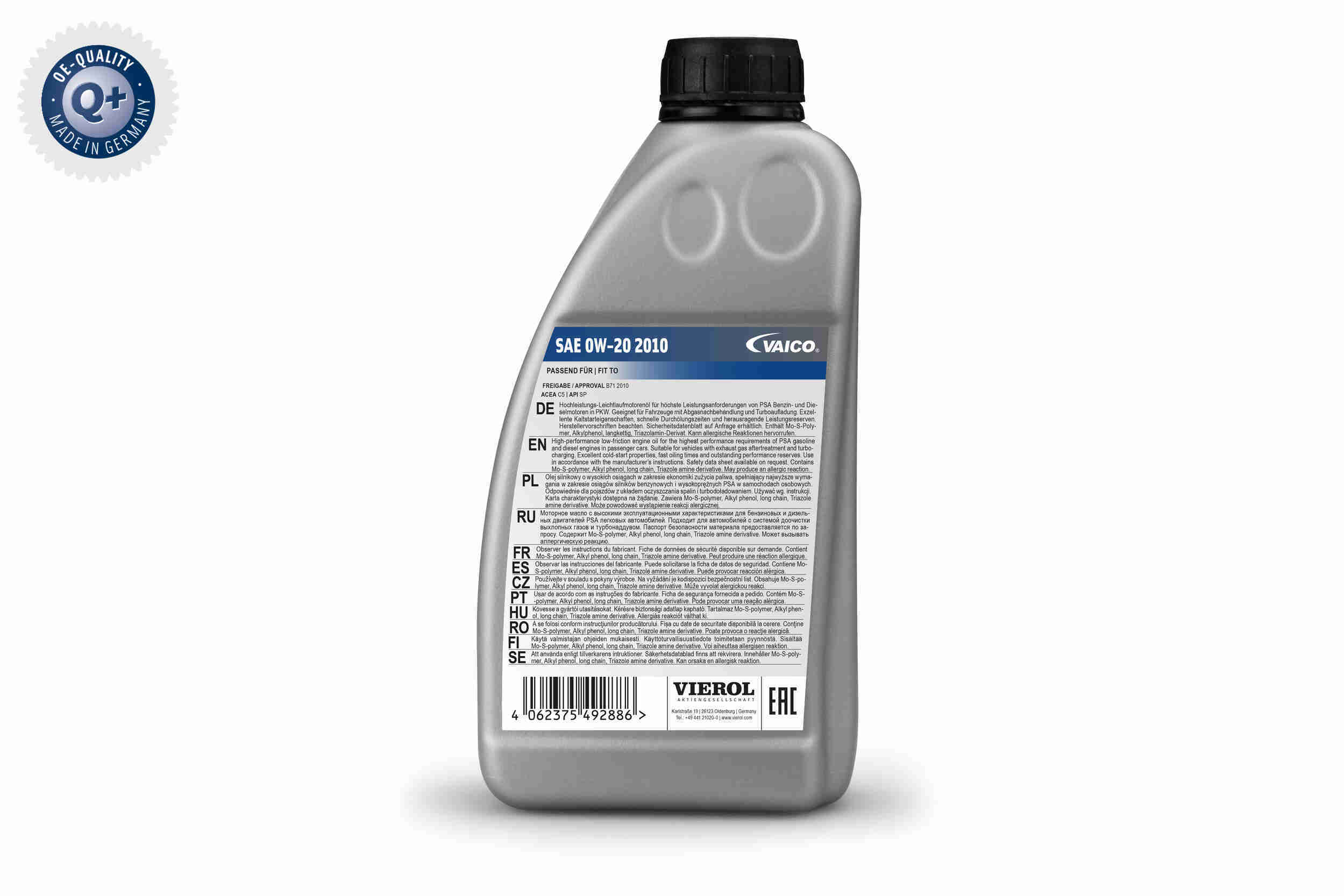 VAICO Motoröl SAE 0W-20 2010 [1 L] v600494 für Vaughall DS