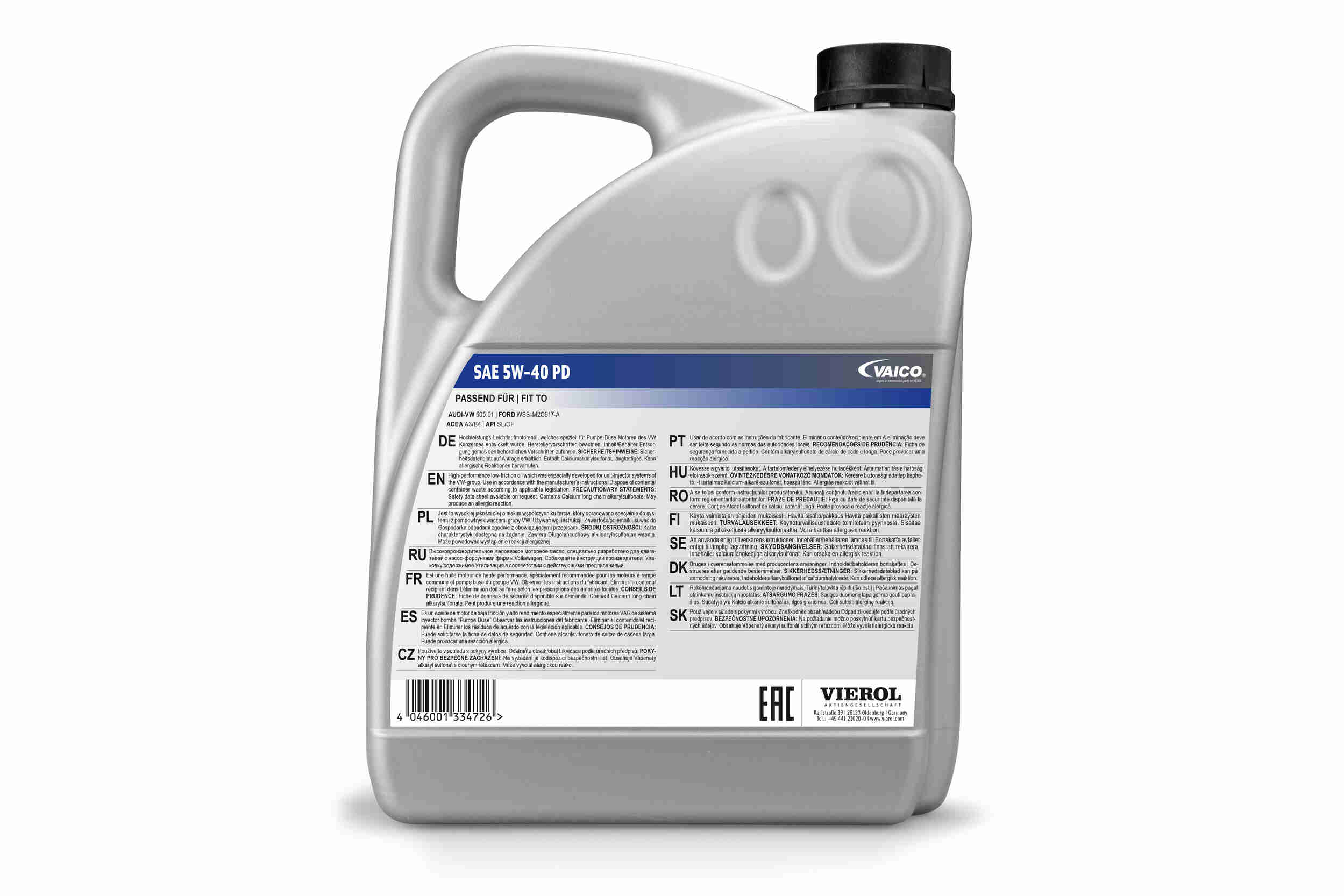 VAICO Motoröl SAE 5W-40 PD [5 L] v600072 5l für VW VAG Ford