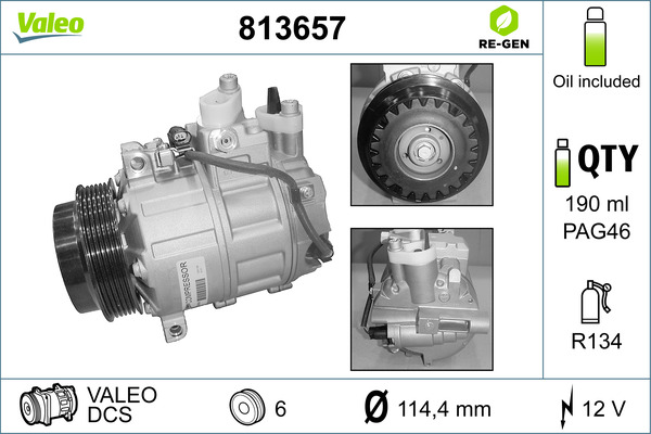 VALEO Klimakompressor 12V für MERCEDES-BENZ Sprinter 3,5-T C-Klasse 5-T Vito / Mixto S-Klasse SL CLK 3-T