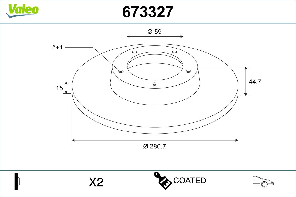 Valeo Bremsscheibe 673327 Vorderachse Voll 281Mm 15Mm Für Alfa Romeo
