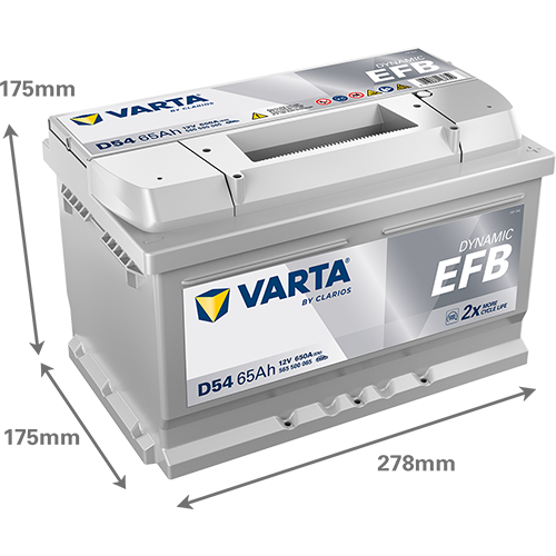 VARTA Starterbatterie DYNAMIC EFB 12 V, 65 Ah, 650 A 565500065k262 12V 68Ah 650A für Ford RENAULT