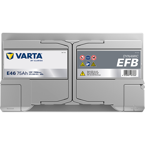 VARTA Starterbatterie DYNAMIC EFB 12 V, 75 Ah, 730 A 575500073k262 12V 68Ah 730A für Ford