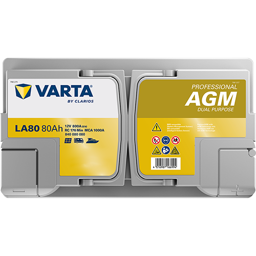 VARTA Starterbatterie PROFESSIONAL DUAL PURPOSE AGM 12 V, 80 Ah, 800 A 840080080k312 12V 68Ah 800A