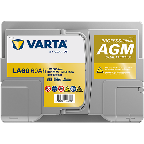 VARTA Starterbatterie PROFESSIONAL DUAL PURPOSE AGM 12 V, 60 Ah, 680 A 840060068k312 12V 68Ah 680A