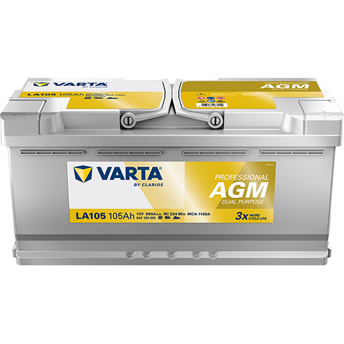 VARTA Starterbatterie PROFESSIONAL DUAL PURPOSE AGM 12 V, 105 Ah, 950 A 840105095k312 12V 68Ah 950A