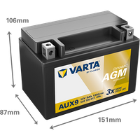VARTA Starterbatterie "DYNAMIC AUX 12 V, 9 Ah, 130 A", Art.-Nr. 509106013K262