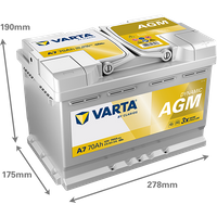 VARTA Starterbatterie "DYNAMIC AGM 12 V, 70 Ah, 760 A", Art.-Nr. 570901076K262