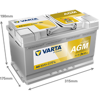 VARTA Starterbatterie "DYNAMIC AGM 12 V, 80 Ah, 800 A", Art.-Nr. 580901080K262