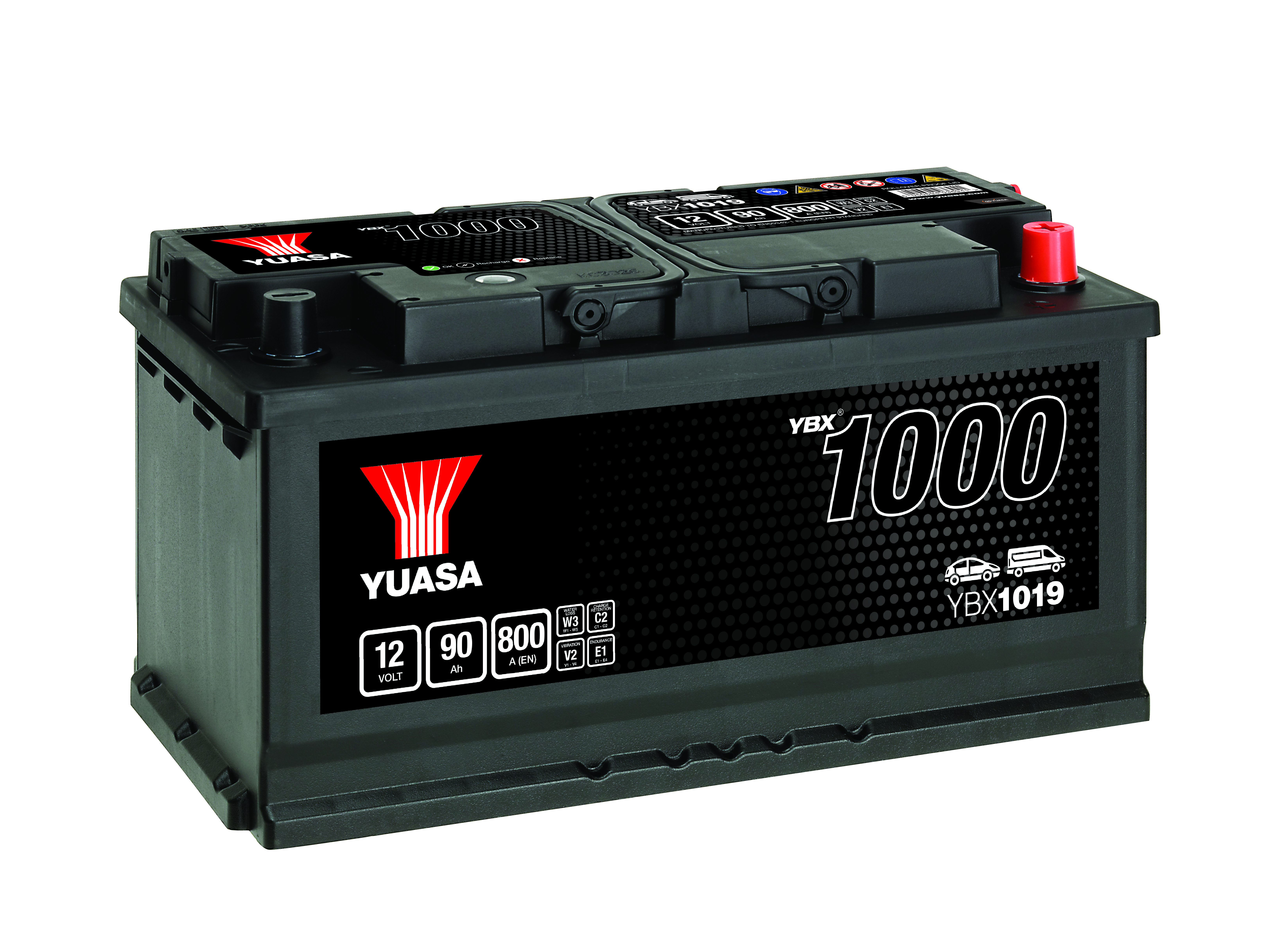 YUASA Starterbatterie YBX1000 SMF 12 V, 90 Ah, 800 A ybx1019 12V 68Ah 800A für Mercedes Iveco Fiat BMW MAN KIA LAND ROVER JAGUAR
