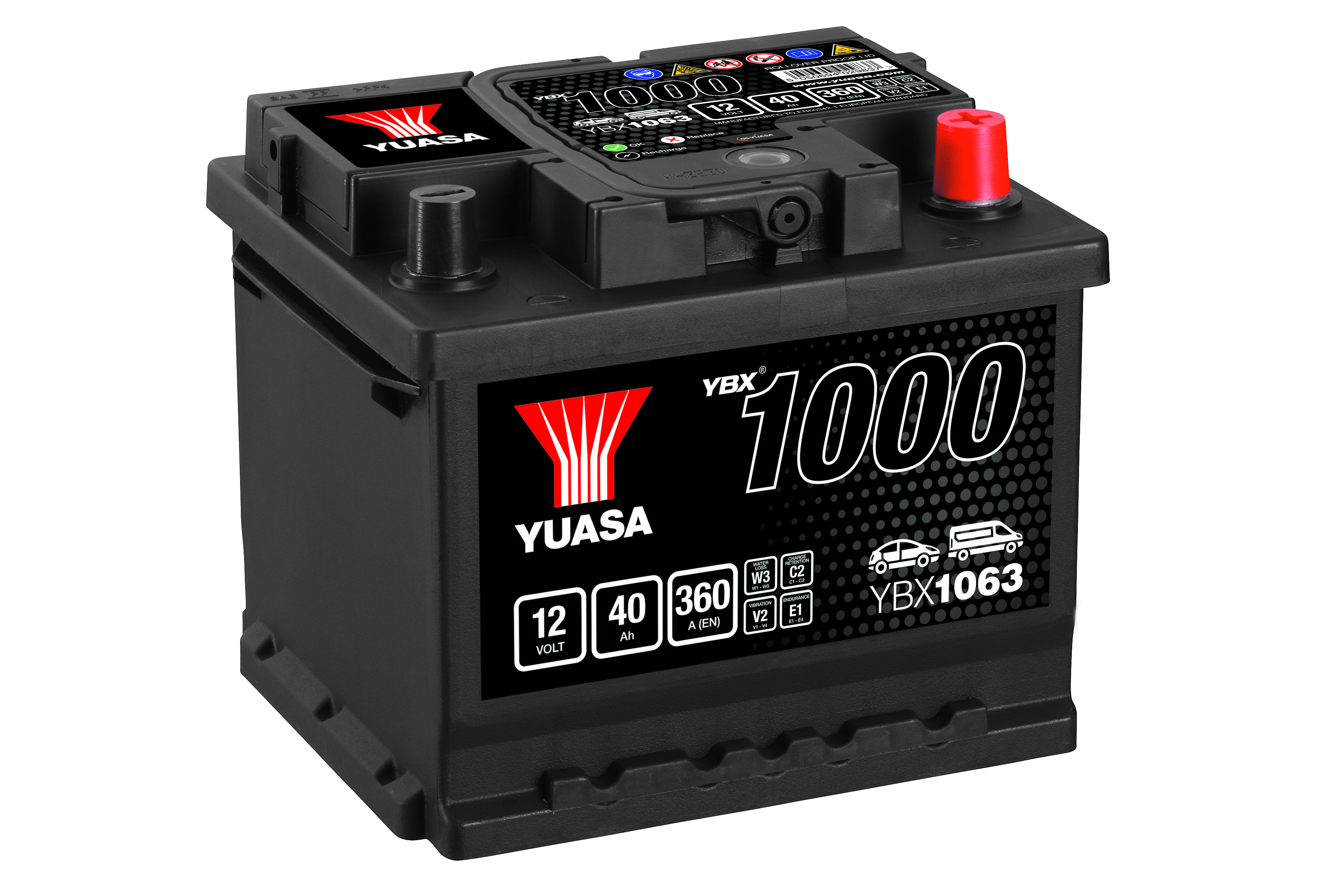 YUASA Starterbatterie YBX1000 SMF 12 V, 40 Ah, 360 A ybx1063 12V 68Ah 360A für Vaughall Opel VAG VW Suzuki Audi NISSAN MAZDA Ford Porsche TOYOTA SEAT