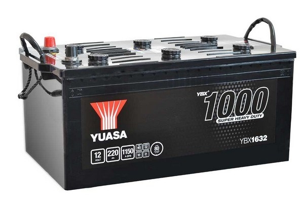YUASA Starterbatterie YBX1000 SHD Super Heavy Duty 12 V, 220 Ah, 1150 A ybx1632 12V 68Ah 1150A für Mercedes Iveco MAN