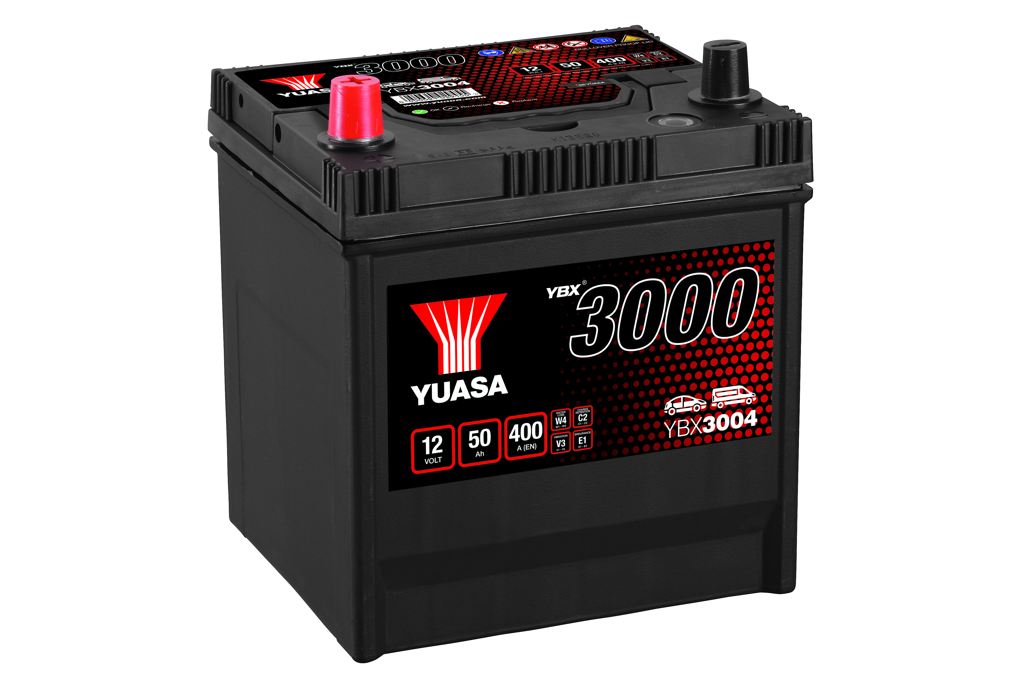 YUASA Starterbatterie YBX3000 SMF 12 V, 50 Ah, 400 A ybx3004 12V 68Ah 400A für MAZDA HYUNDAI