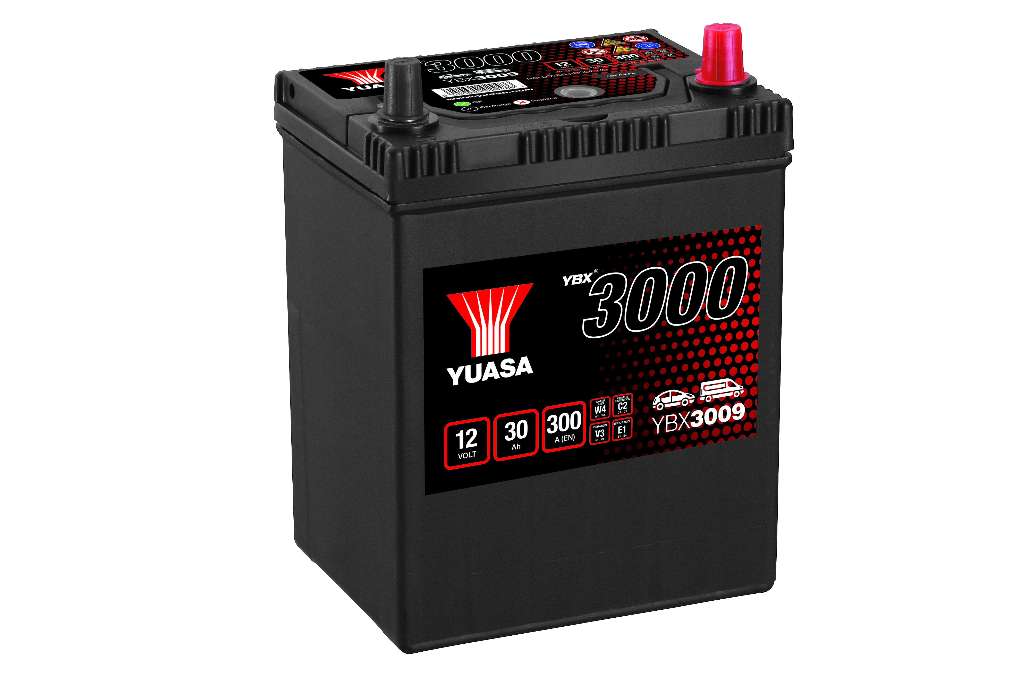 YUASA Starterbatterie YBX3000 SMF 12 V, 30 Ah, 300 A ybx3009 12V 68Ah 300A für MAZDA