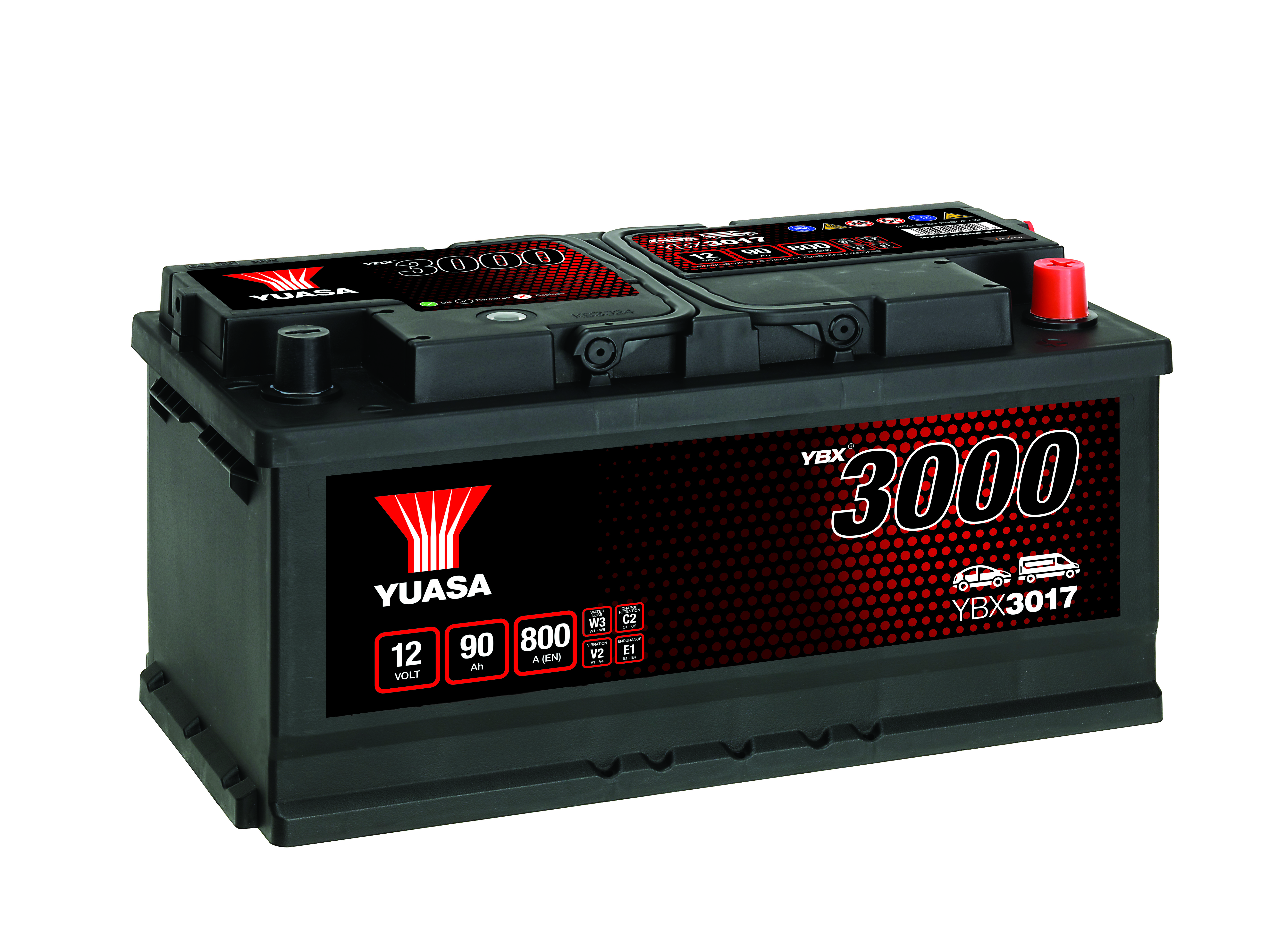 YUASA Starterbatterie ybx3017 12V 68Ah 800A für Volvo Ford Vaughall Opel Mercedes Fiat Iveco BMW ASTON MARTIN RENAULT JAGUAR LAND ROVER MAN TOYO