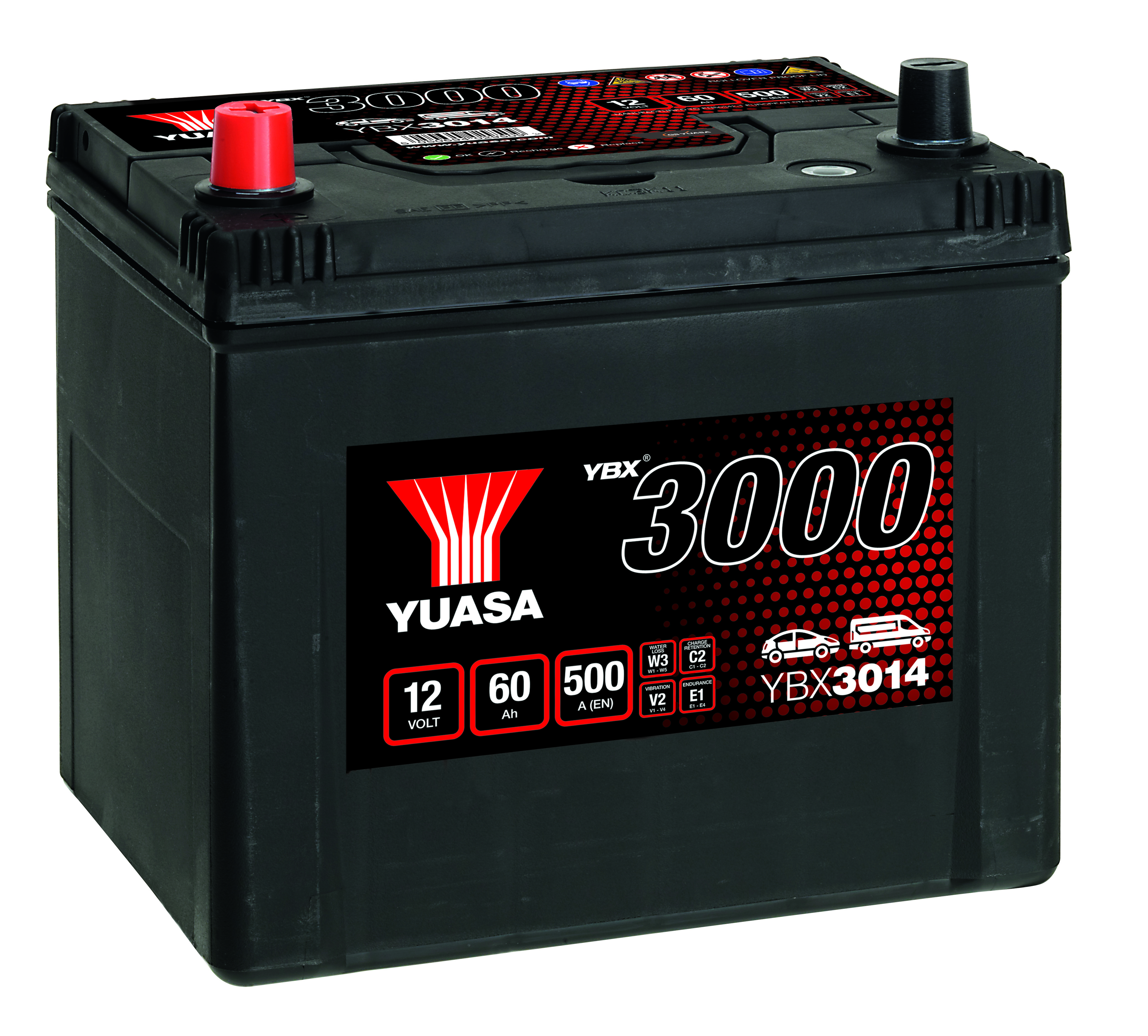 YUASA Starterbatterie YBX3000 SMF 12 V, 60 Ah, 500 A ybx3014 12V 68Ah 500A für Ford TOYOTA SAAB MAZDA Audi HYUNDAI VW MITSUBISHI HONDA