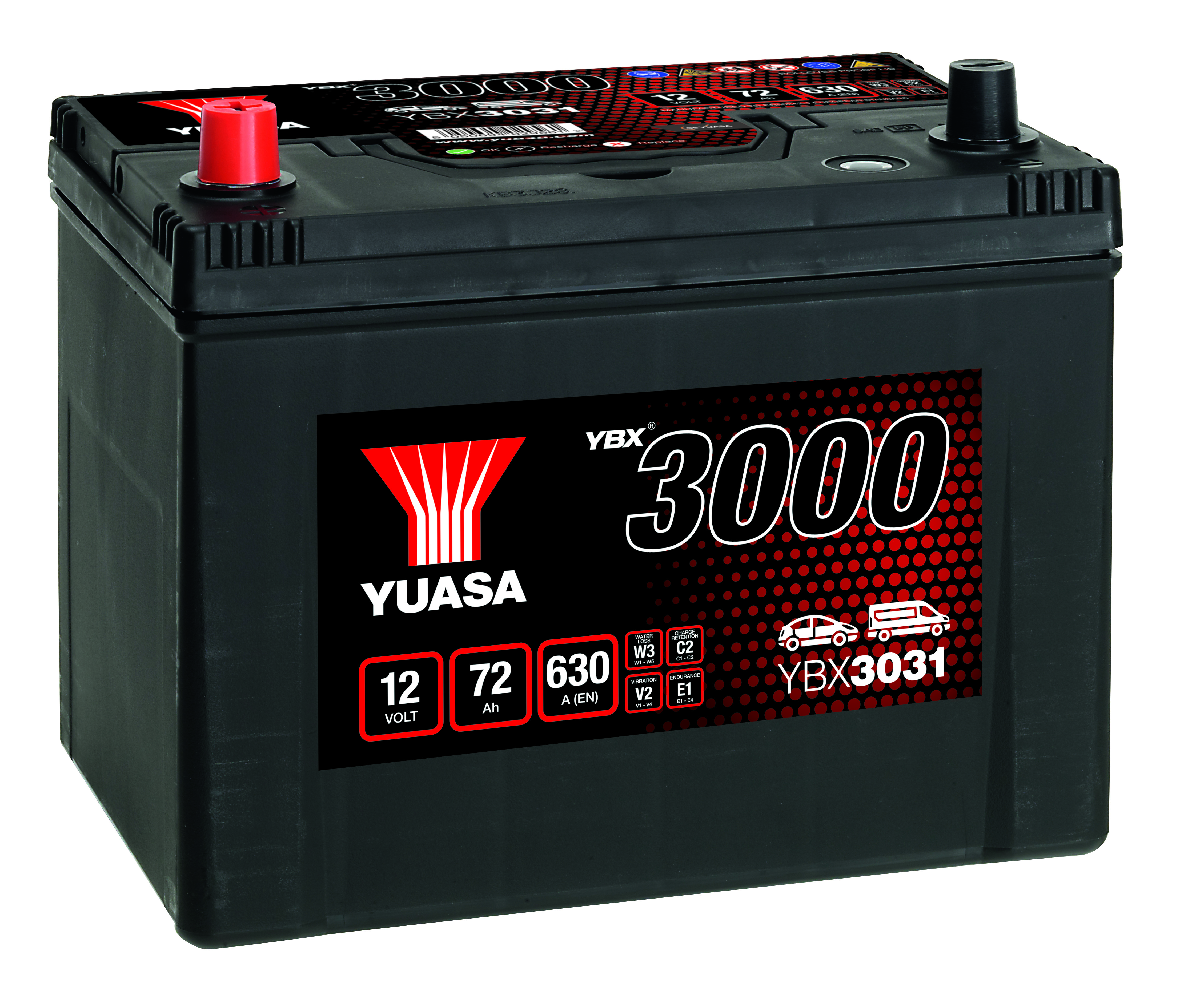 YUASA Starterbatterie YBX3000 SMF 12 V, 72 Ah, 630 A ybx3031 12V 68Ah 600A für Ford TOYOTA