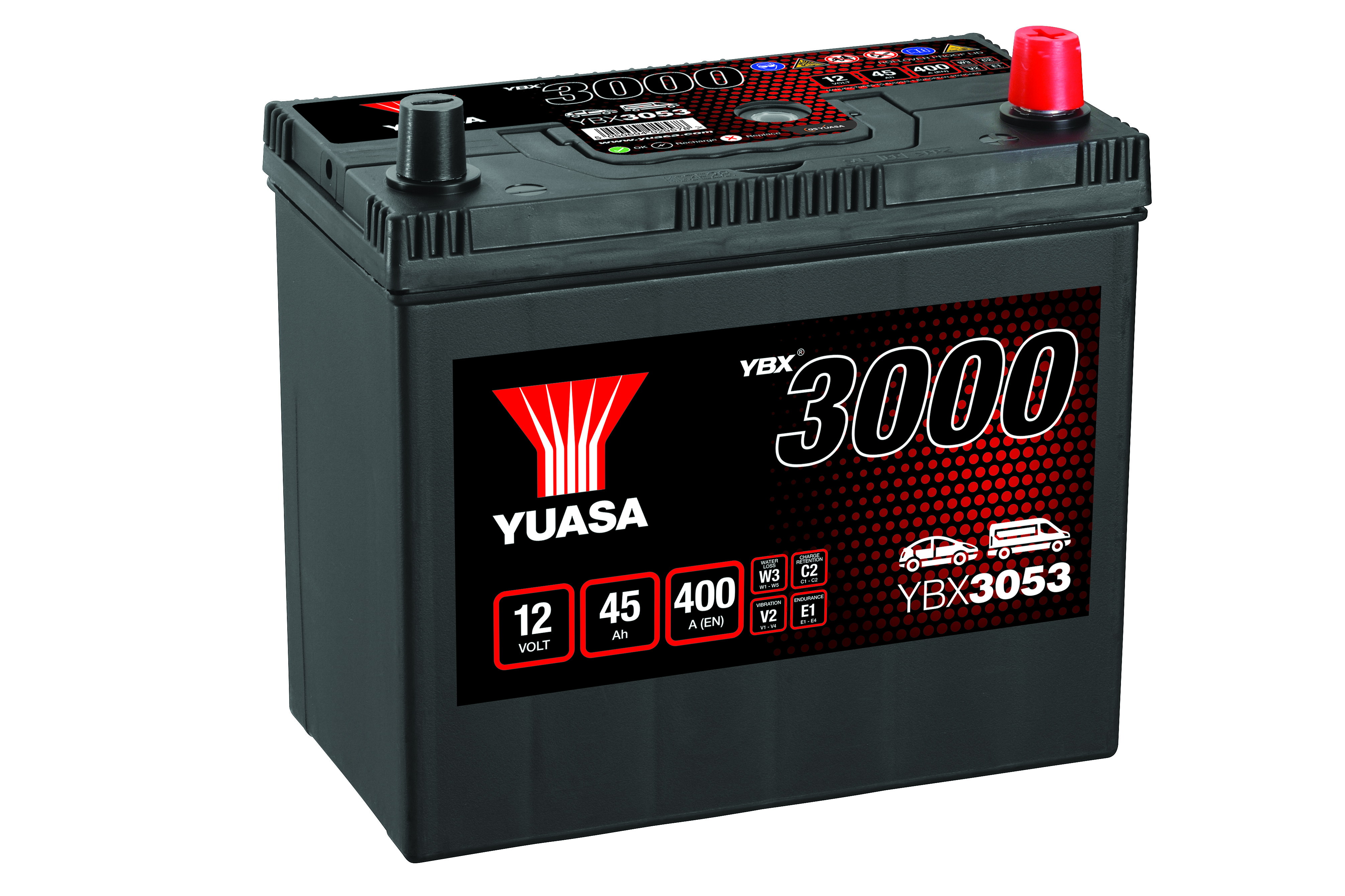 YUASA Starterbatterie YBX3000 SMF 12 V, 45 Ah, 400 A ybx3053 12V 68Ah 400A für TOYOTA KIA DAIHATSU HONDA