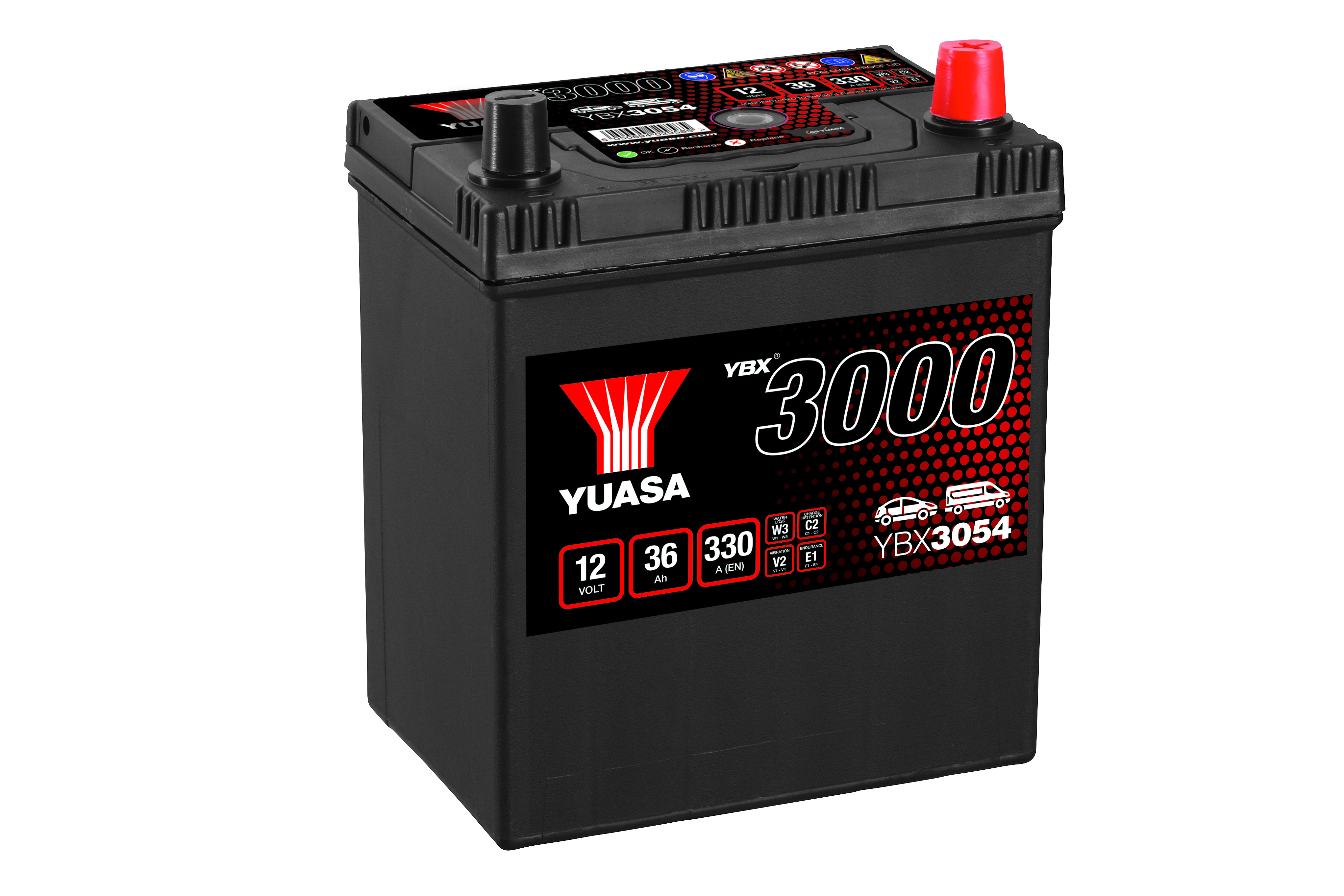 YUASA Starterbatterie YBX3000 SMF 12 V, 36 Ah, 330 A ybx3054 12V 68Ah 330A für TOYOTA DAIHATSU HYUNDAI HONDA NISSAN MAZDA