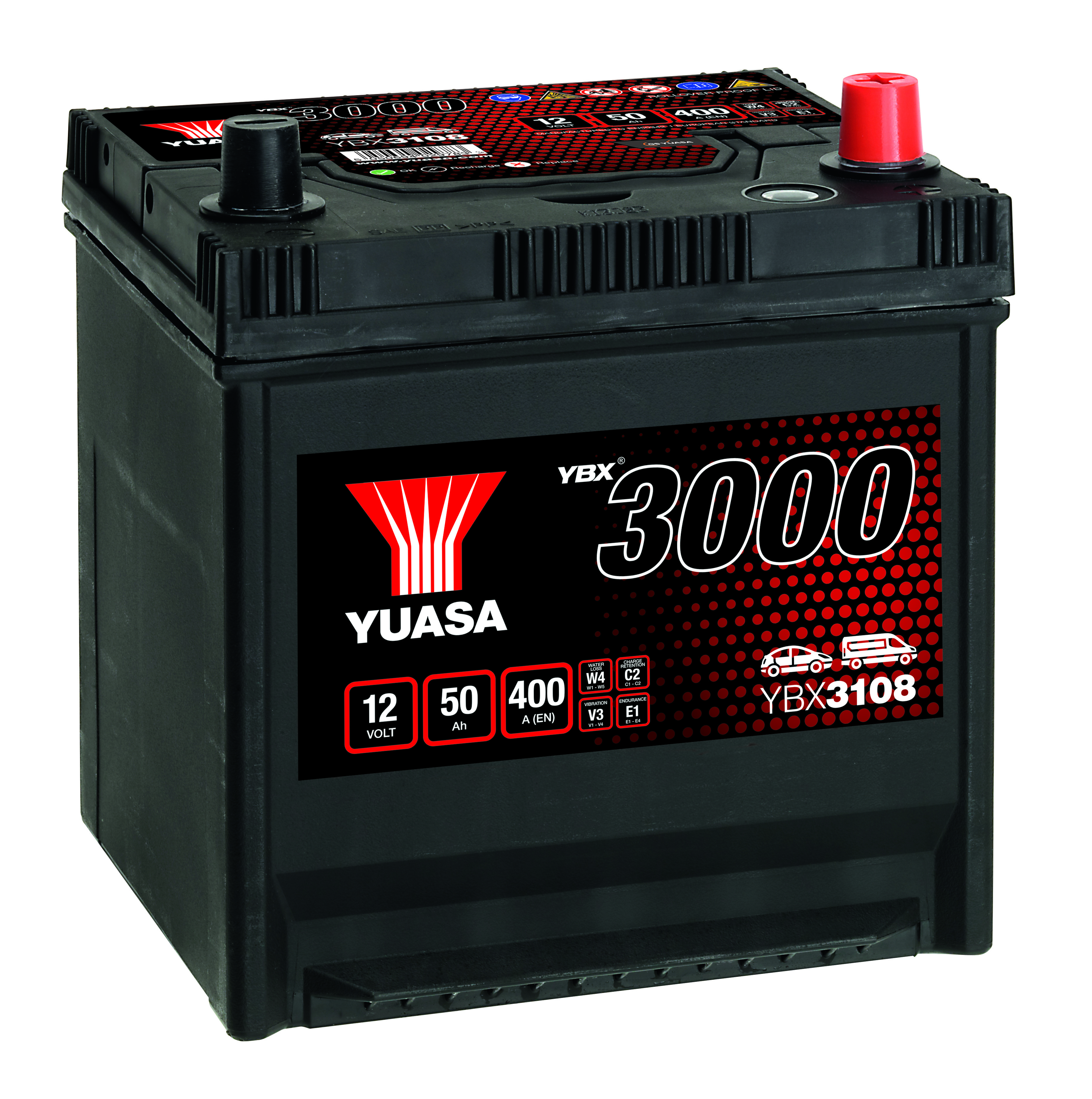 YUASA Starterbatterie YBX3000 SMF 12 V, 50 Ah, 400 A ybx3108 12V 68Ah 400A für TOYOTA HYUNDAI KIA MAZDA
