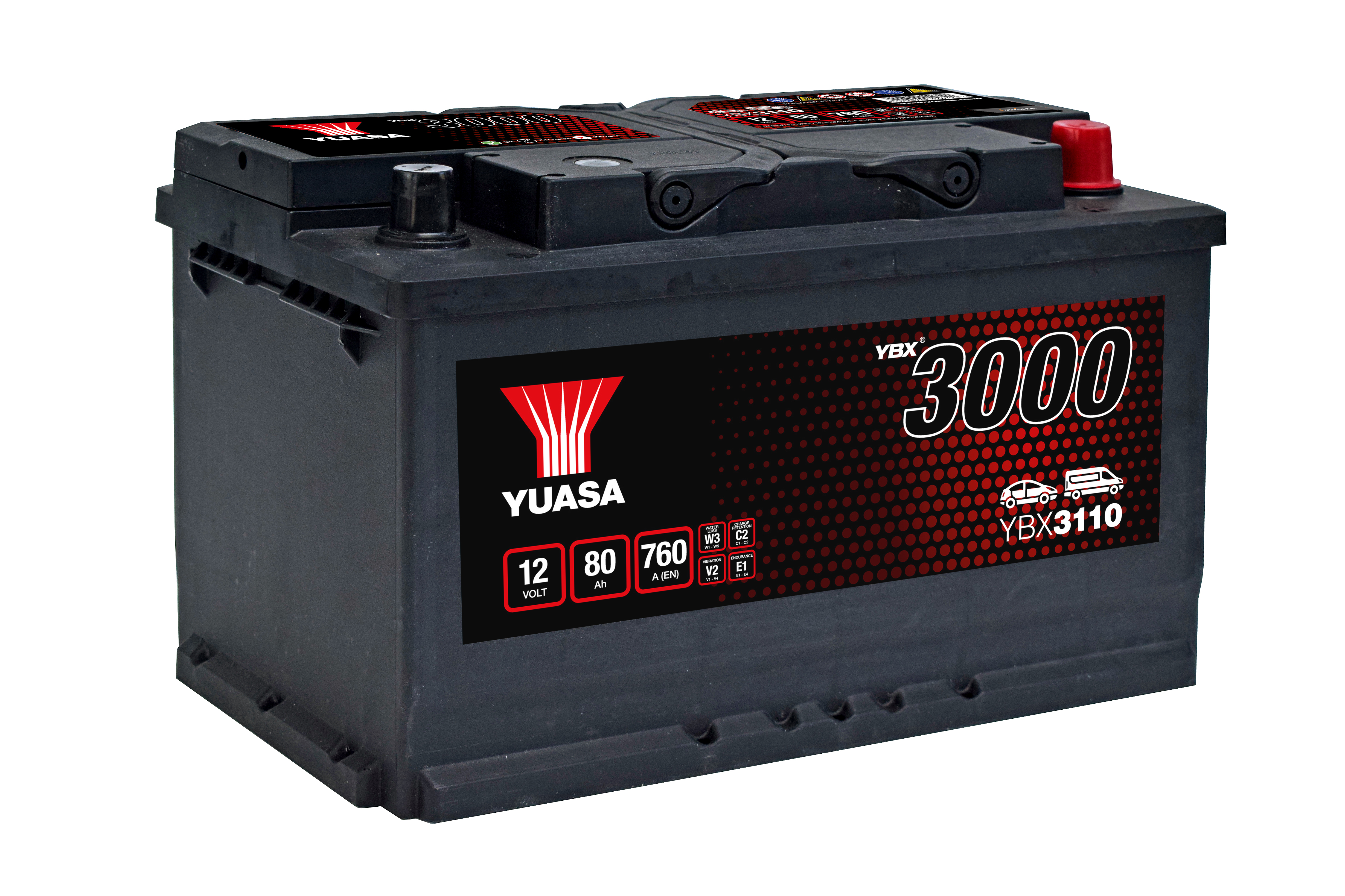 YUASA Starterbatterie YBX3000 SMF 12 V, 80 Ah, 760 A ybx3110 12V 68Ah 760A für Vaughall Ford Opel Volvo VW Audi Porsche ROVER RENAULT LAND CHRY