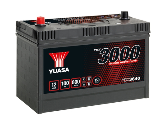 YUASA Starterbatterie YBX3000 SHD Super Heavy Duty 12 V, 100 Ah, 800 A ybx3640 12V 68Ah 800A für Iveco